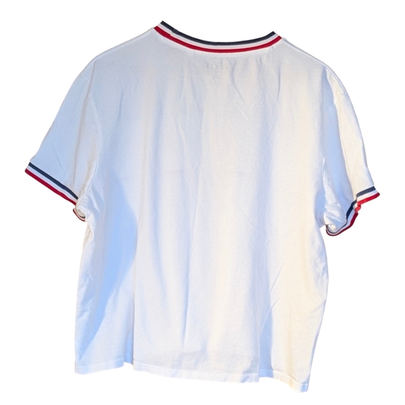 Guess Spellout White Tee with Red and Blue Trim XXL Athletic Sporty Athleisure - Picture 3 of 6